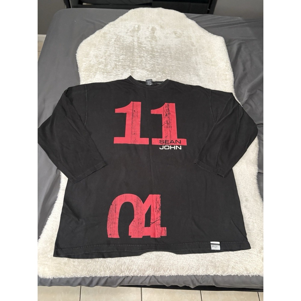 Sean John Y2K Graphic‎ Black Faded Long Sleeve Shirt Size XXL